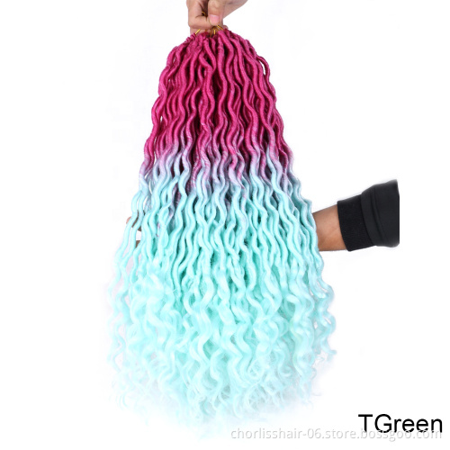 Wholesale Faux Gypsy Locs Hair Deep Wave Braiding Hair With Curly Ends Crochet Goddess Locs Synthetic Braids Hair For Woman